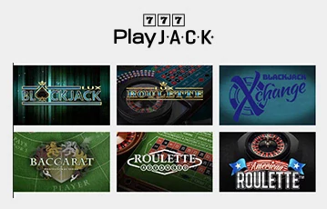 Table games available at PlayJack social casino