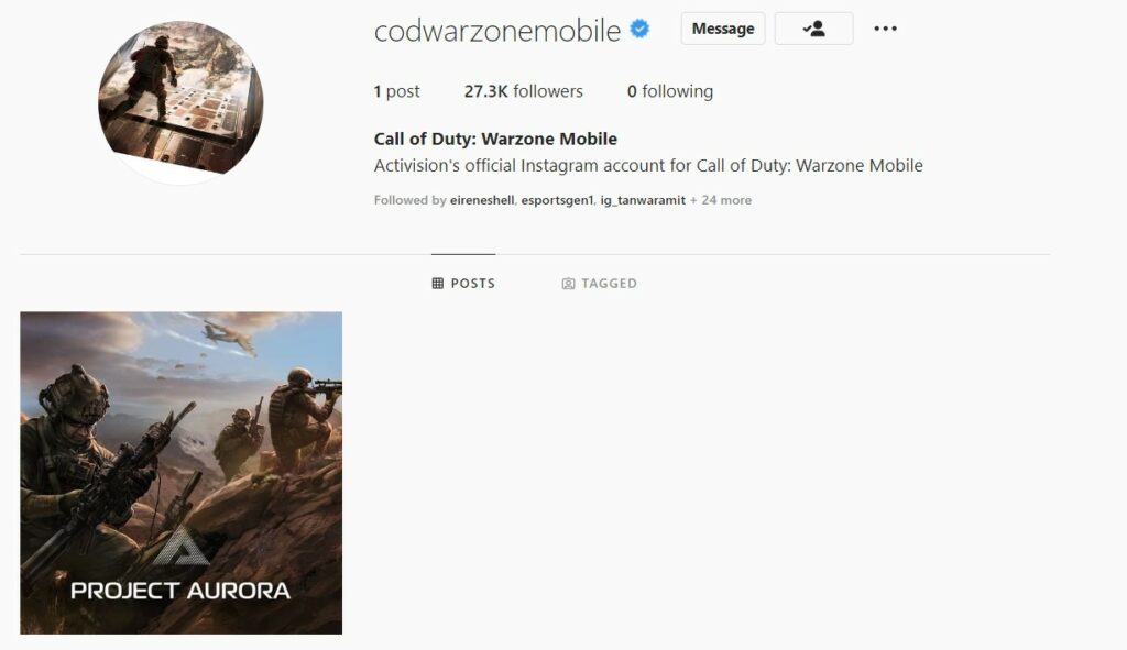 Warzone Mobile's Instagram account
