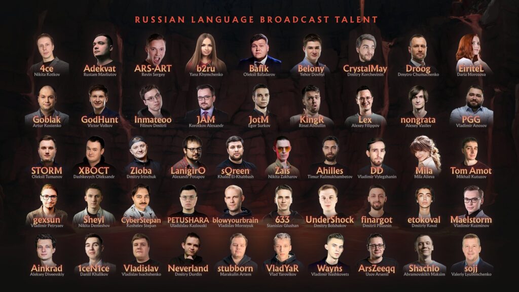 TI11's full list for the Russian Language broadcast talent (Eastern Europe / CIS) is riddled with controversy.