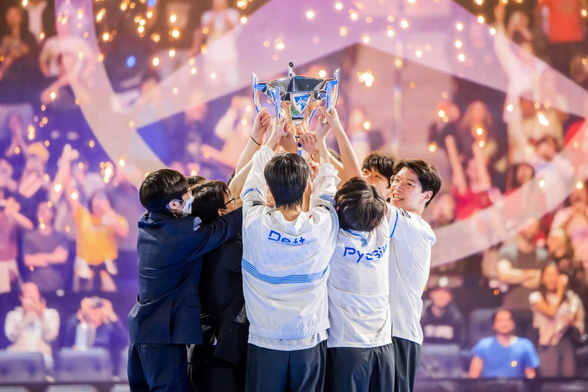 DRX lift the Summoner's Cup after winning Worlds 2022
