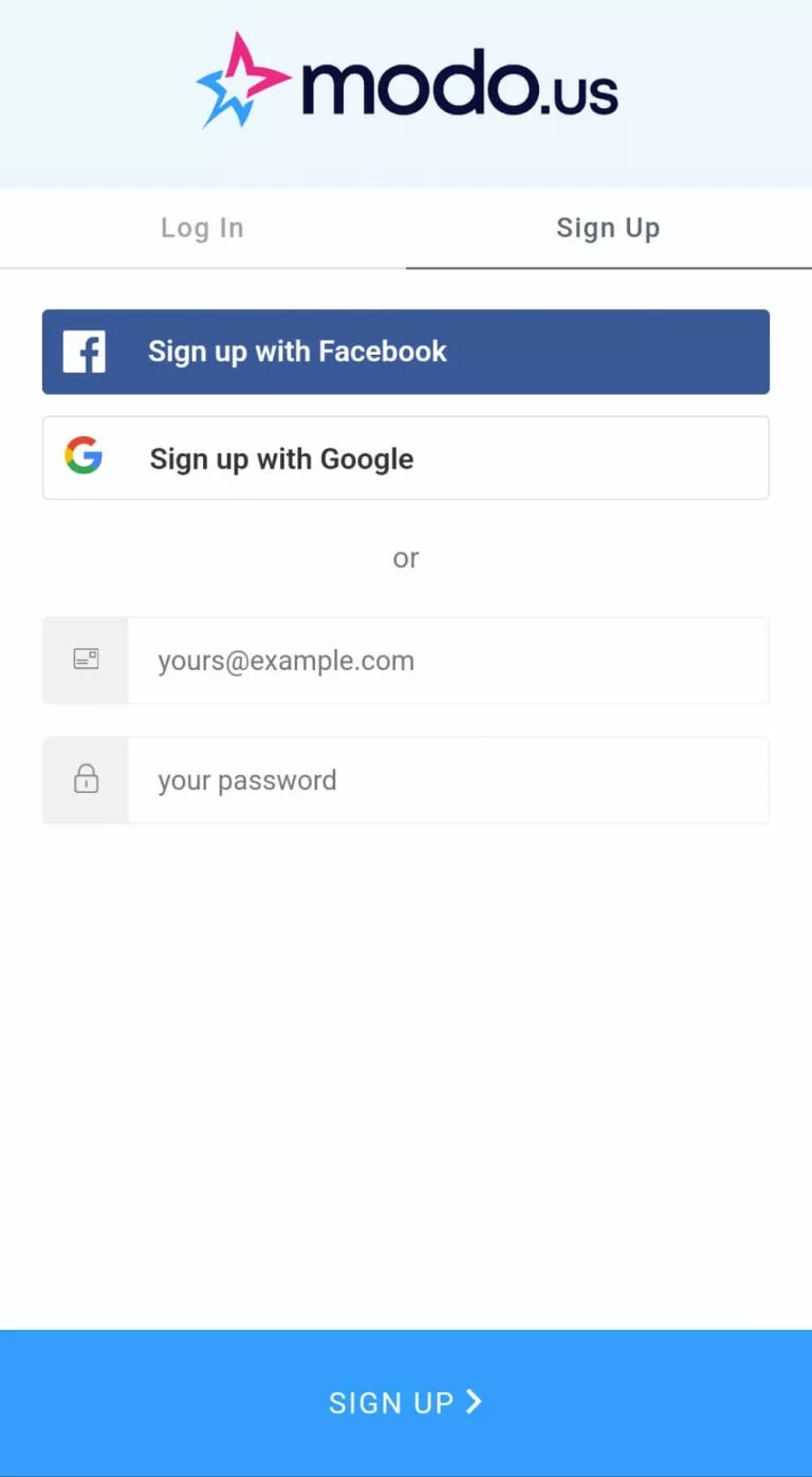 Modo.us Registration Process