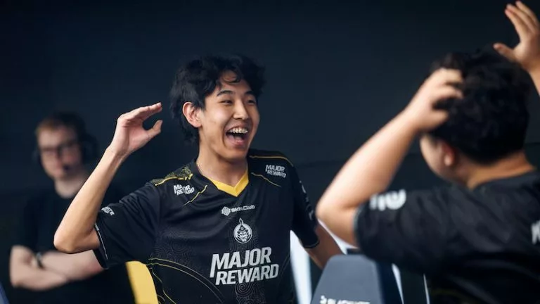 Senzu celebrates one of The MongolZ's victories at the BLAST.tv Austin Major 2025.