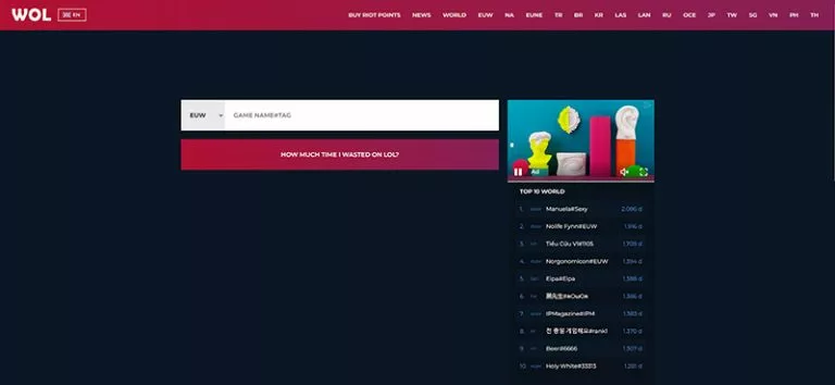 website to check how much time you wasted on LoL